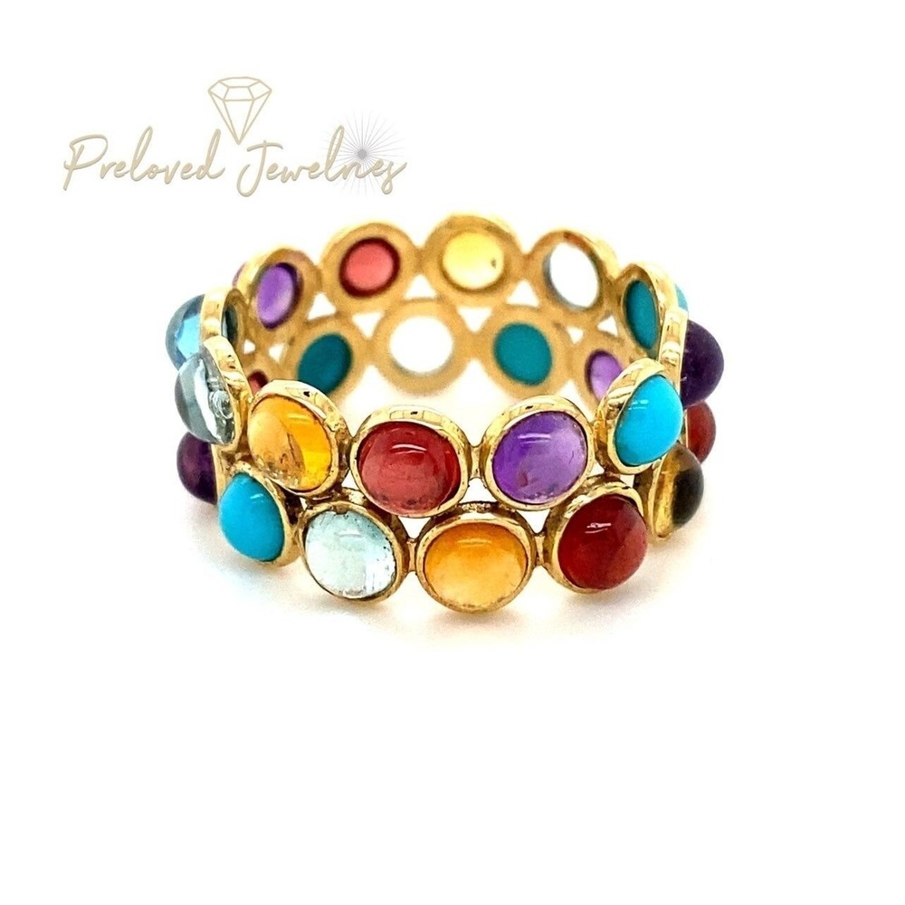 Stunning 14k Multicolor Gemstones Eternity Ring
